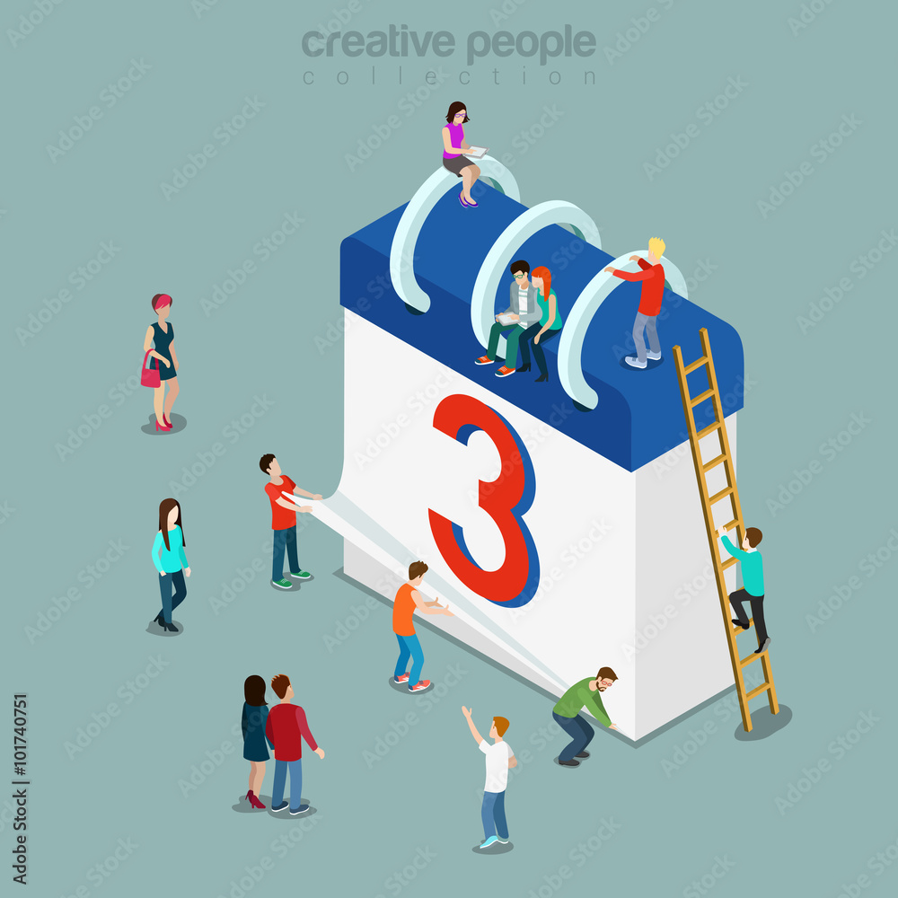 Calendar schedule daily flat isometric vector 3d Calendar schedule daily flat isometric vector 3d