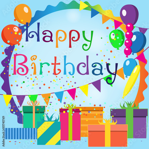 Colorful Happy Birthday greeting card.