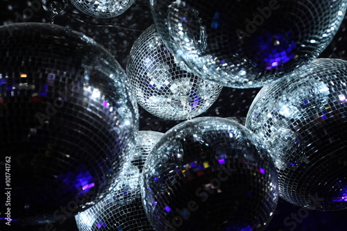 Disco balls in dark  photo