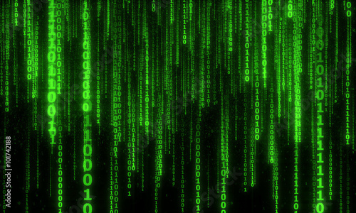 cyberspace with digital falling lines, binary hanging chain, abstract background with green digital lines