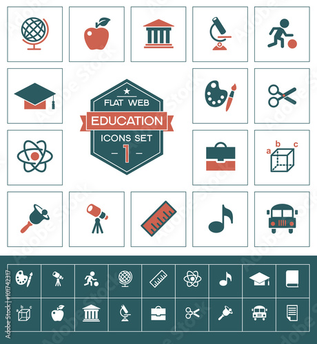  Education icons set one