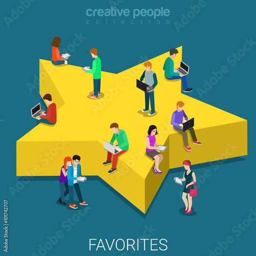 Favorites star flat 3d isometric vector