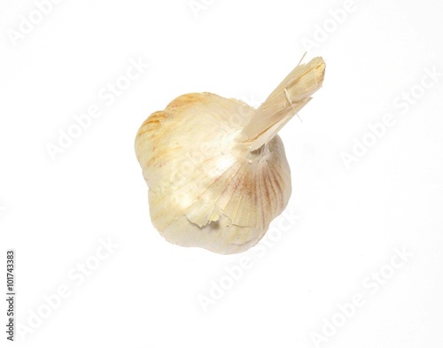Whole garlic on white background.