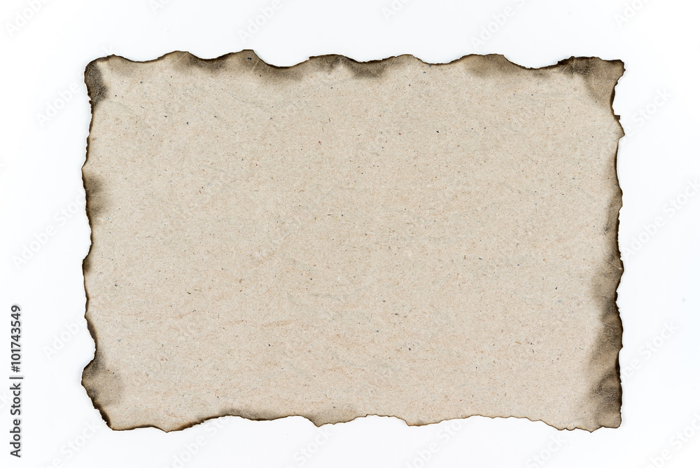 Old Paper with burned edges on white background. Old Paper with burned edges on white background.