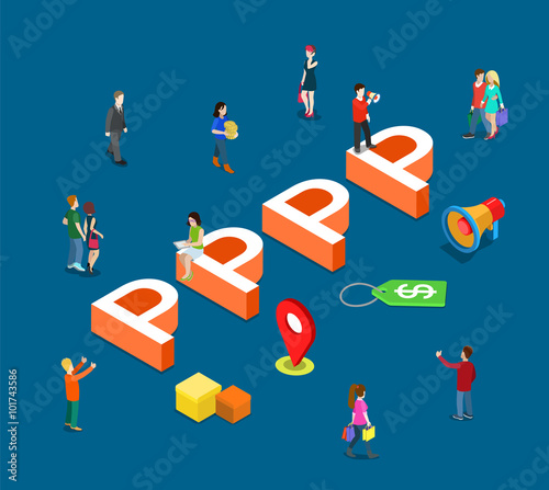 Product Place Price Promotion 4P marketing mix flat vector 3d