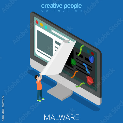 Infected website internet software flat vector technology