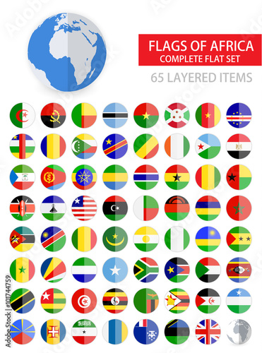 Round Flat Flags of Africa Complete Set