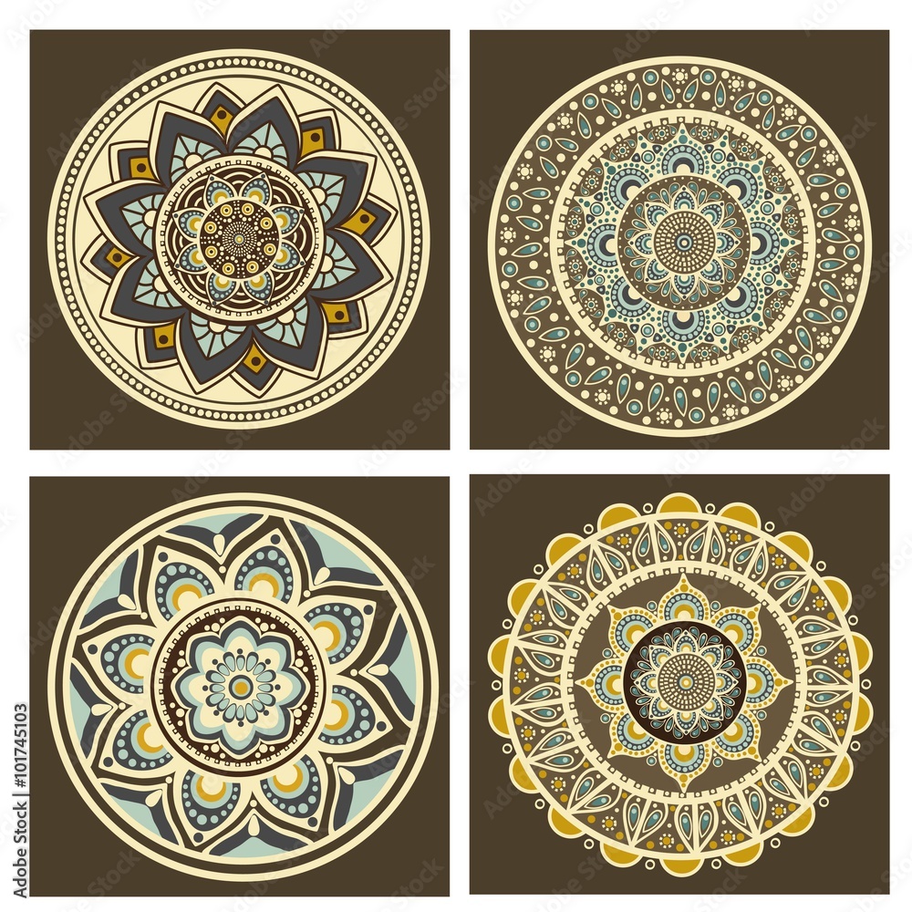 Set of ornamental, oriental round decoration Set of ornamental, oriental round decoration