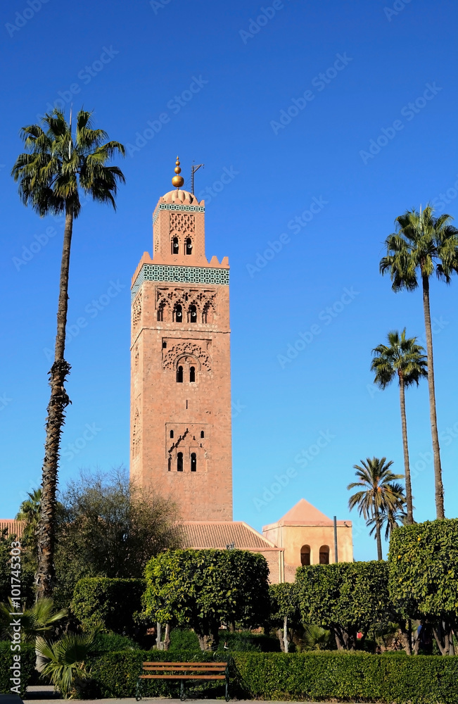 Marrakech, Morocco - January 1, 2016: Koutoubia mosque