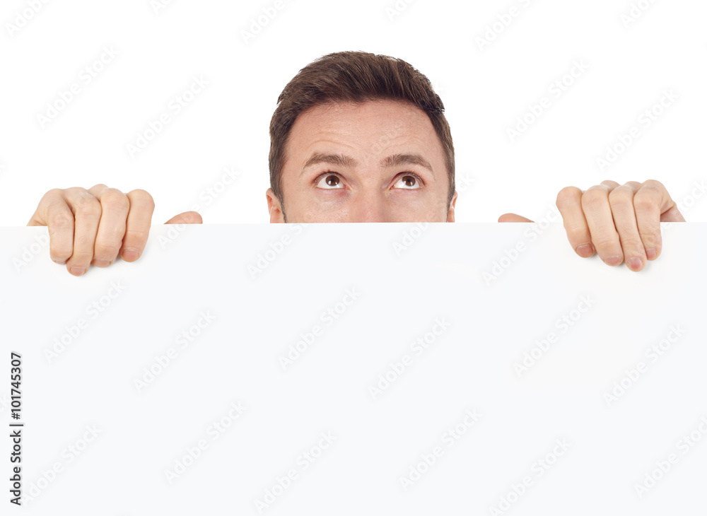 Man with blank sign Man with blank sign