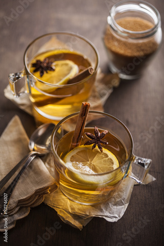 Herbal tea in a table