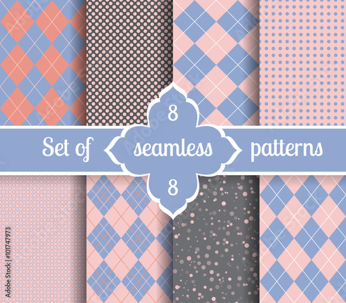 Set rose quartz and serenity geometric Patterns.  2016 colors of the year