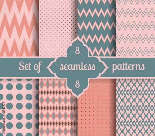 Set rose quartz and serenity geometric Patterns.  2016 colors of the year