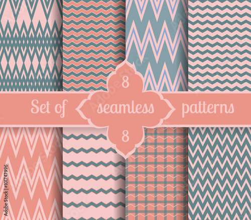 Set rose quartz and serenity geometric Patterns.  2016 colors of the year