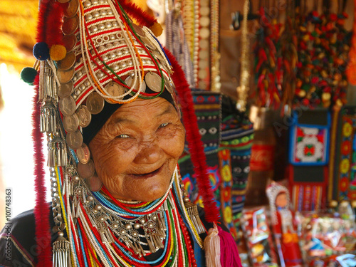Photos An old laughing woman from the Akha indigenous tribe