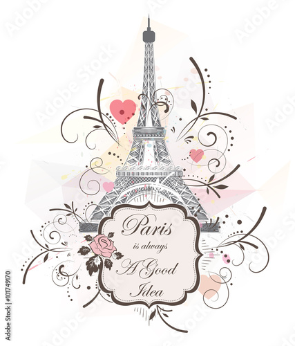 Eiffel tower, romantic background