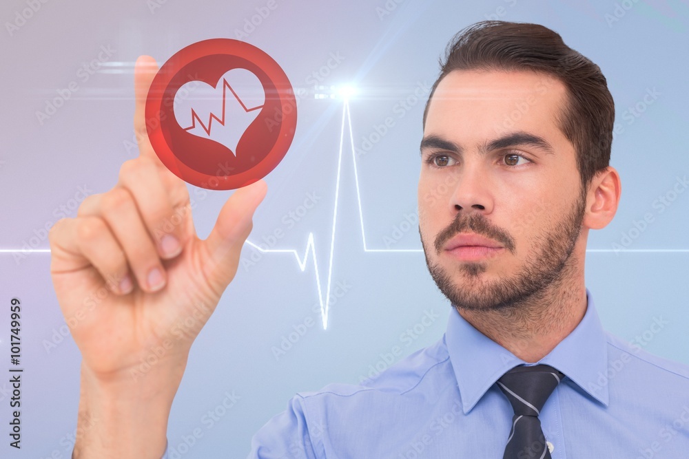 Composite image of businessman measuring something Composite image of businessman measuring something