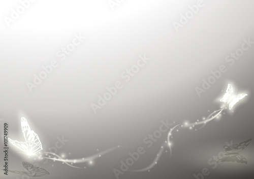 Two Shining and Glowing Butterflies - Abstract Background Illustration, Vector