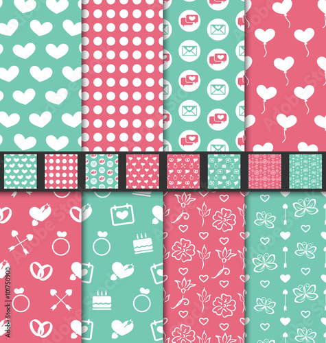 Set seamless Valentine Day textile patterns