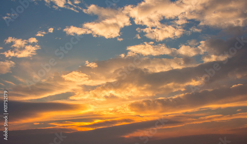 Wallpaper Mural Blue, beautiful sky with white, orange, puffy clouds Torontodigital.ca