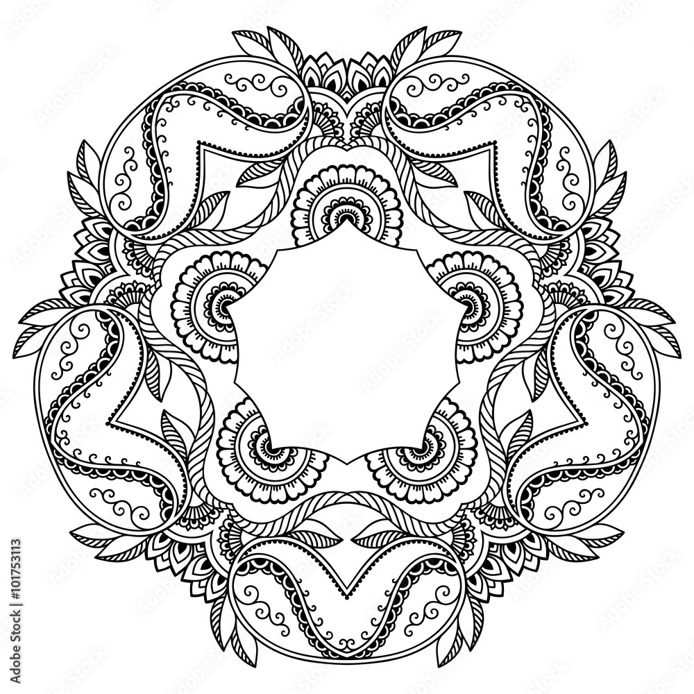 Vector henna tatoo mandala. Mehndi style.
Vector henna tatoo mandala. Mehndi style.