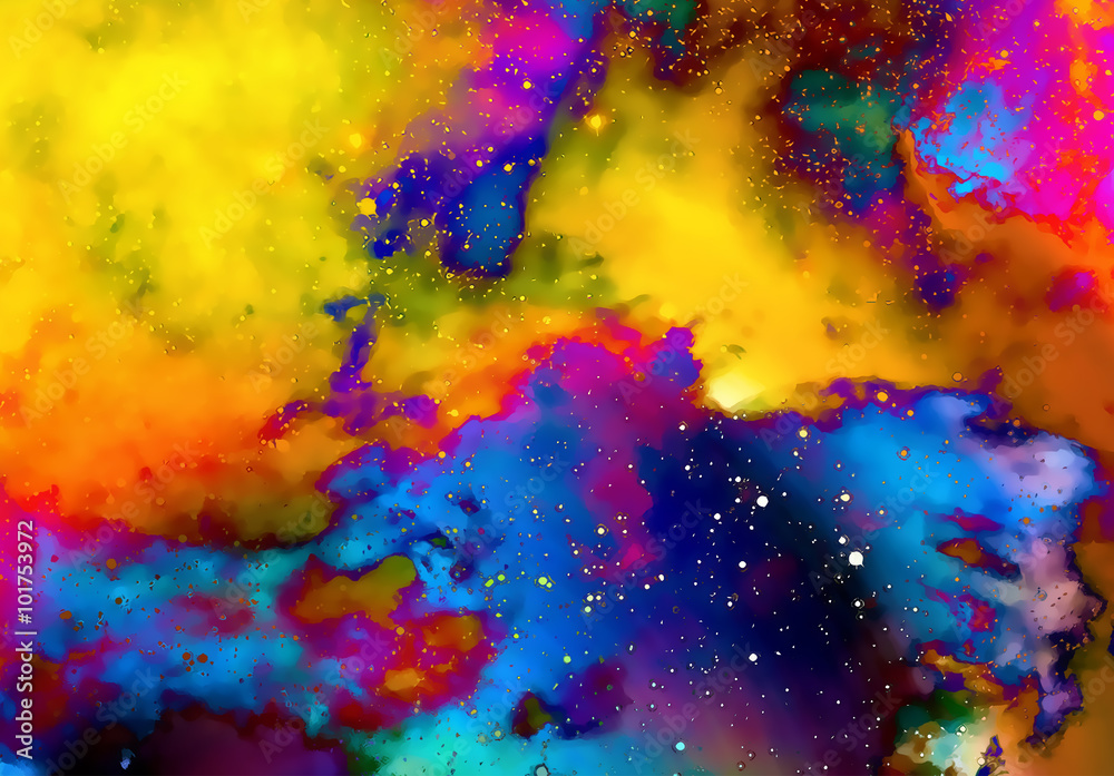 Fototapeta Mgławica, kosmiczna przestrzeń i gwiazdy, kolor tła. efekt fraktalny. Elementy tego obrazu dostarczone przez NASA.