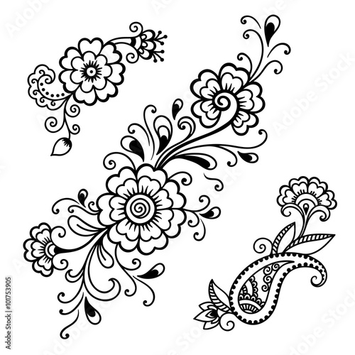 Henna tattoo flower template.Mehndi.
