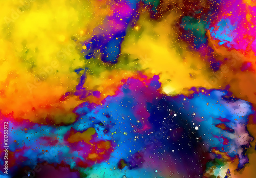Nebula, Cosmic space and stars, color background. fractal effect. Elements of this image furnished by NASA.