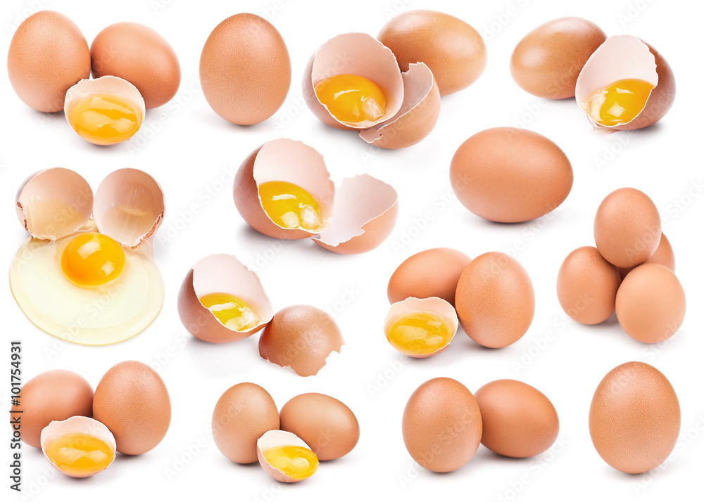 collection of brown eggs isolated on white collection of brown eggs isolated on white