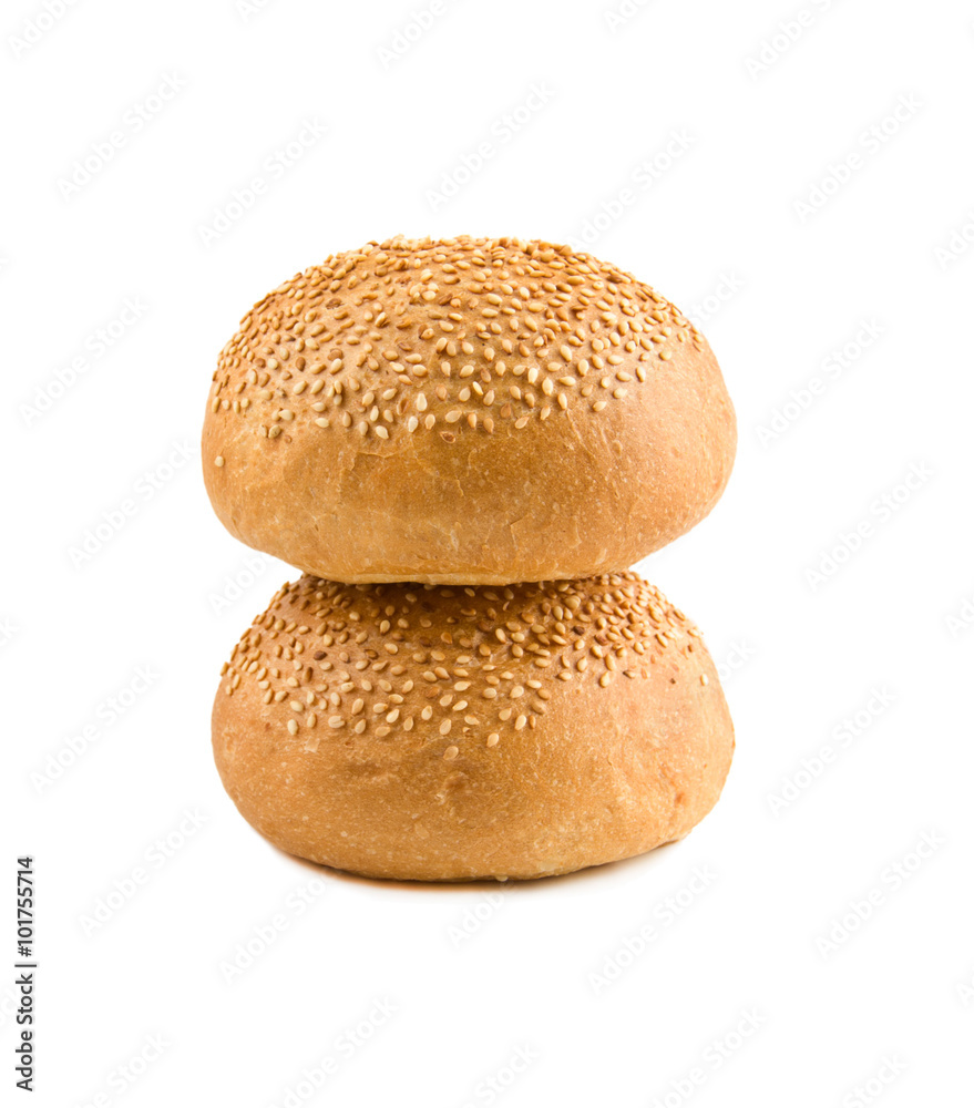 two round rolls with sesame lie on each other