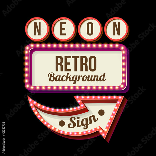 Night retro sign with lights