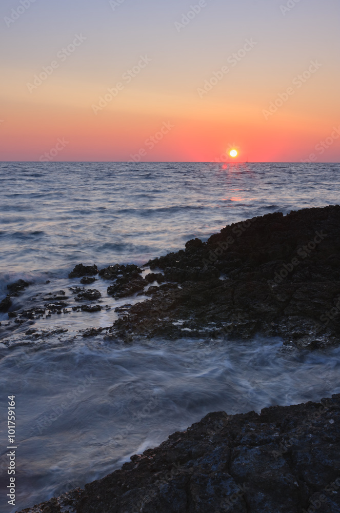 Obraz premium Sunset over the sea during summer evening in Croatia