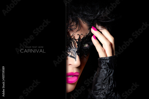 High Fashion Model in Creative Masquerade Eye Makeup photo