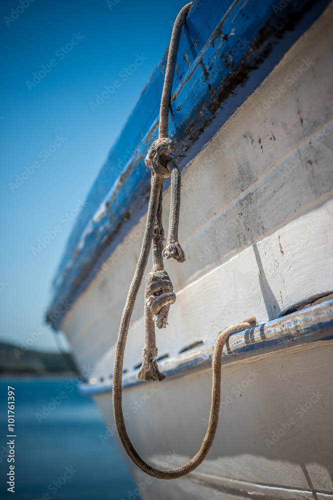 Detail of an antique wooden boat 