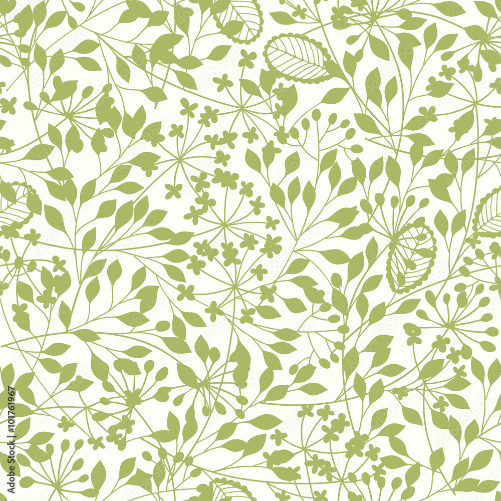 Abstract floral background. Spring seamless  pattern with hand drawn branches.