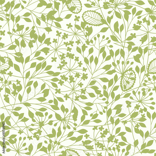 Abstract floral background. Spring seamless pattern with hand drawn branches.