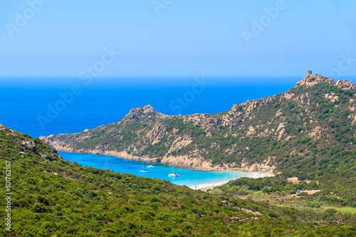 A view of beautiful bay on coast of Corsica island, France