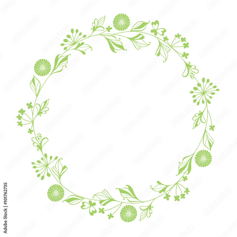 Vector round wreath with floral elements. Vector round wreath with floral elements.