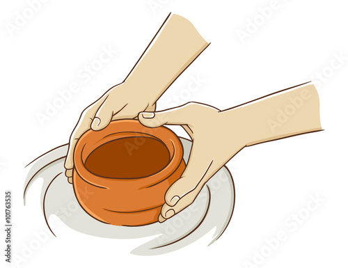 Hand Making Pottery From Clay