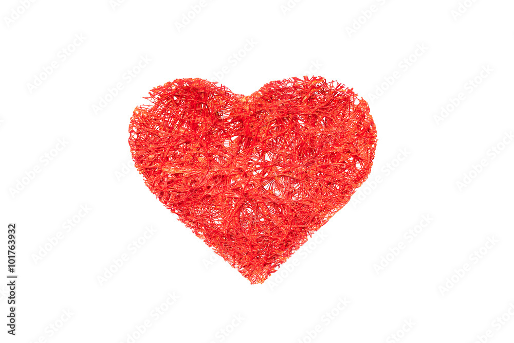 wicker heart valentine on white background