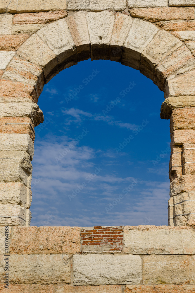 Stone Window and Blue Sky
