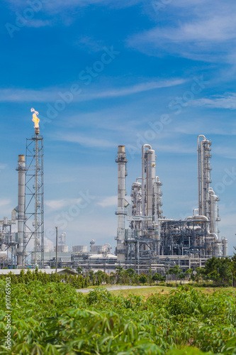 Landscape view of oil refinery plant
