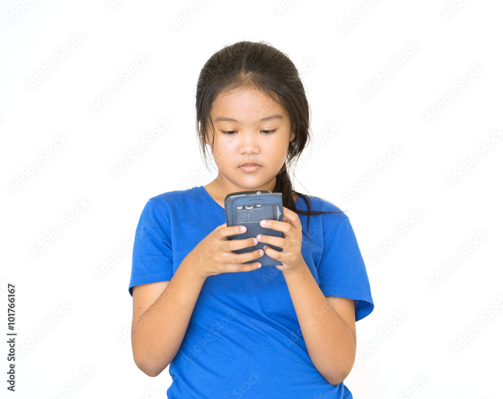 Aisan children to using smart phone , Half body Aisan children to using smart phone , Half body