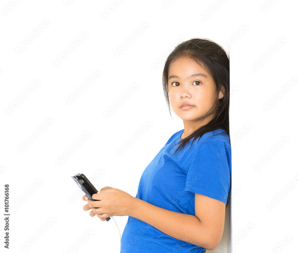Aisan children to using smart phone , Half body Aisan children to using smart phone , Half body