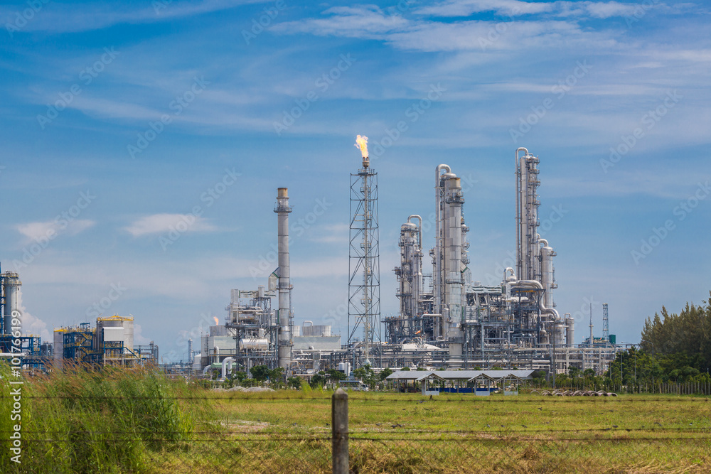 Architecture of Chemical refinery plant with blue sky