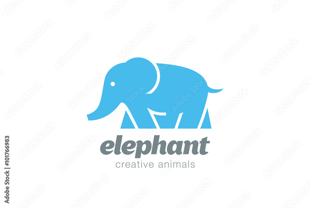 Walking Elephant Logo design vector. Africa Zoo Safari Icon