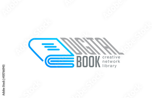 Digital Book Logo design vector linear. Web Library outline icon