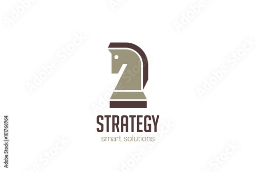 Chess Knight Horse Logo design vector. Symbol of Strategy icon