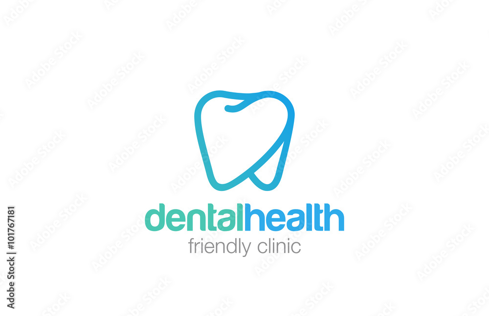 Health Dent Logo design linear. Dental clinic Logotype icon