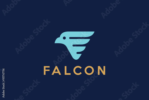 Falcon abstract Logo design vector. Luxury Eagle icon V letter